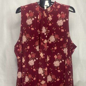 Torrid – Sleeveless Dark Red Floral Mesh Blouse – Plus size 4